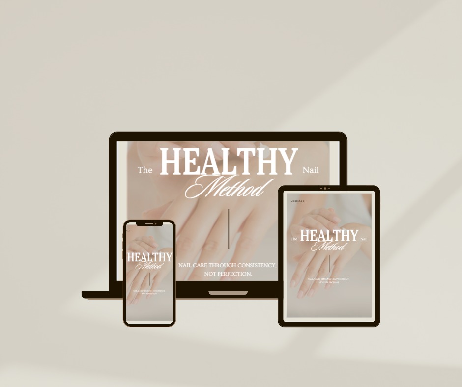 The Healthy Nail Method ebook shown on laptop, tablet and phone